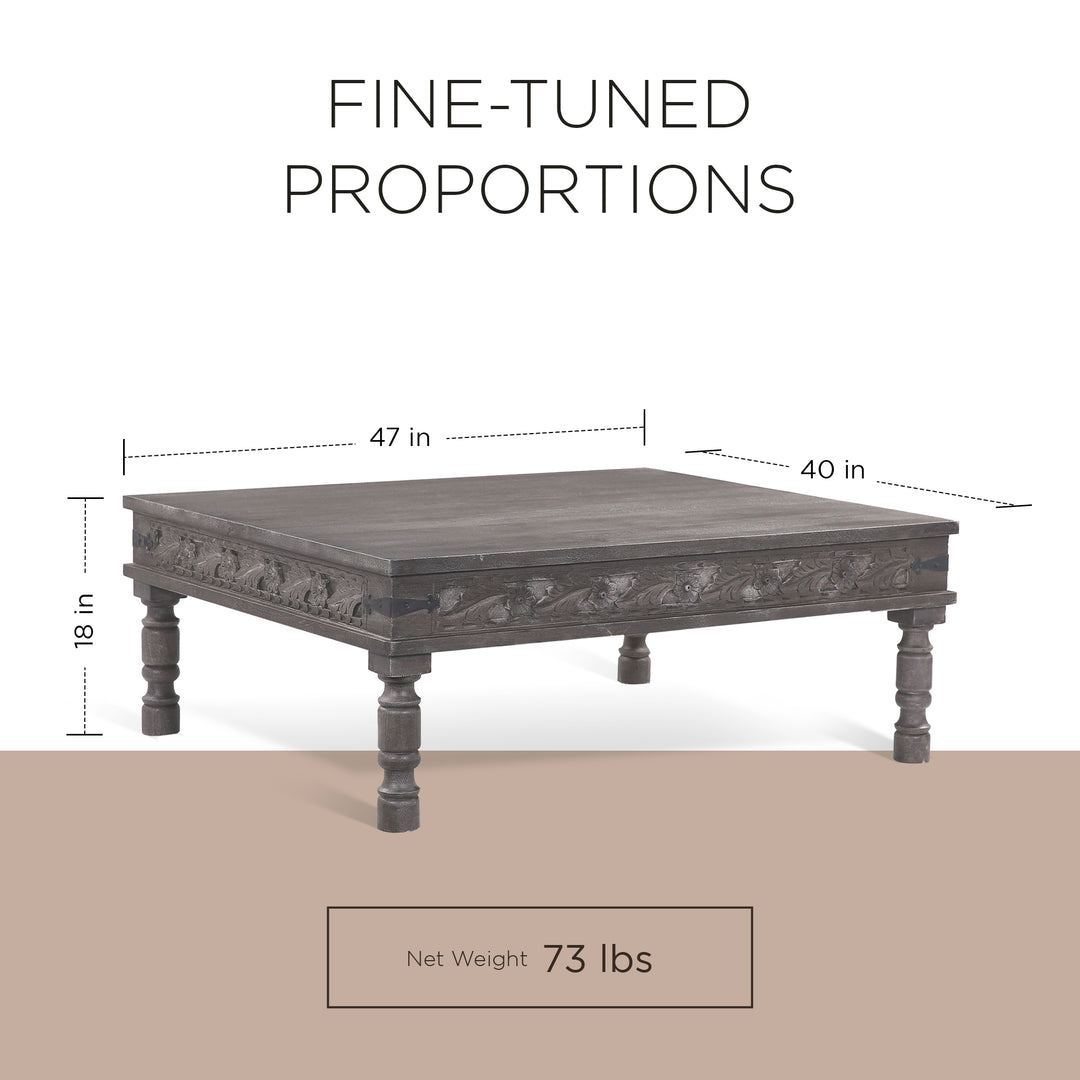 Emin Nomad Wooden Rectangular Coffee Table in Grey Distressed Finish - VMInnovations