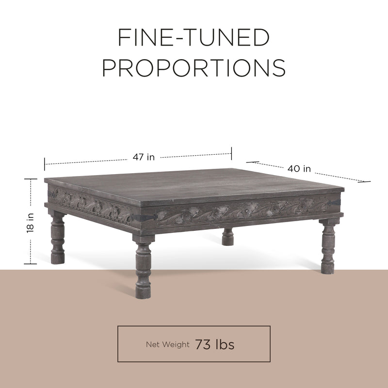 Emin Nomad Wooden Rectangular Coffee Table in Grey Distressed Finish