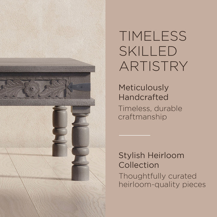 Emin Nomad Wooden Rectangular Coffee Table in Grey Distressed Finish - VMInnovations