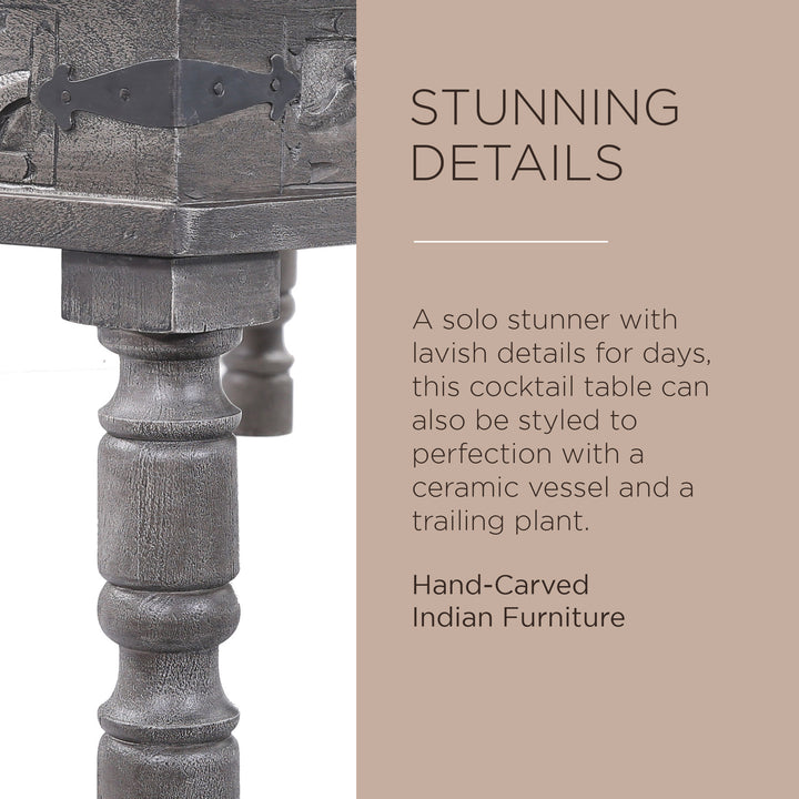 Emin Nomad Wooden Rectangular Coffee Table in Grey Distressed Finish - VMInnovations