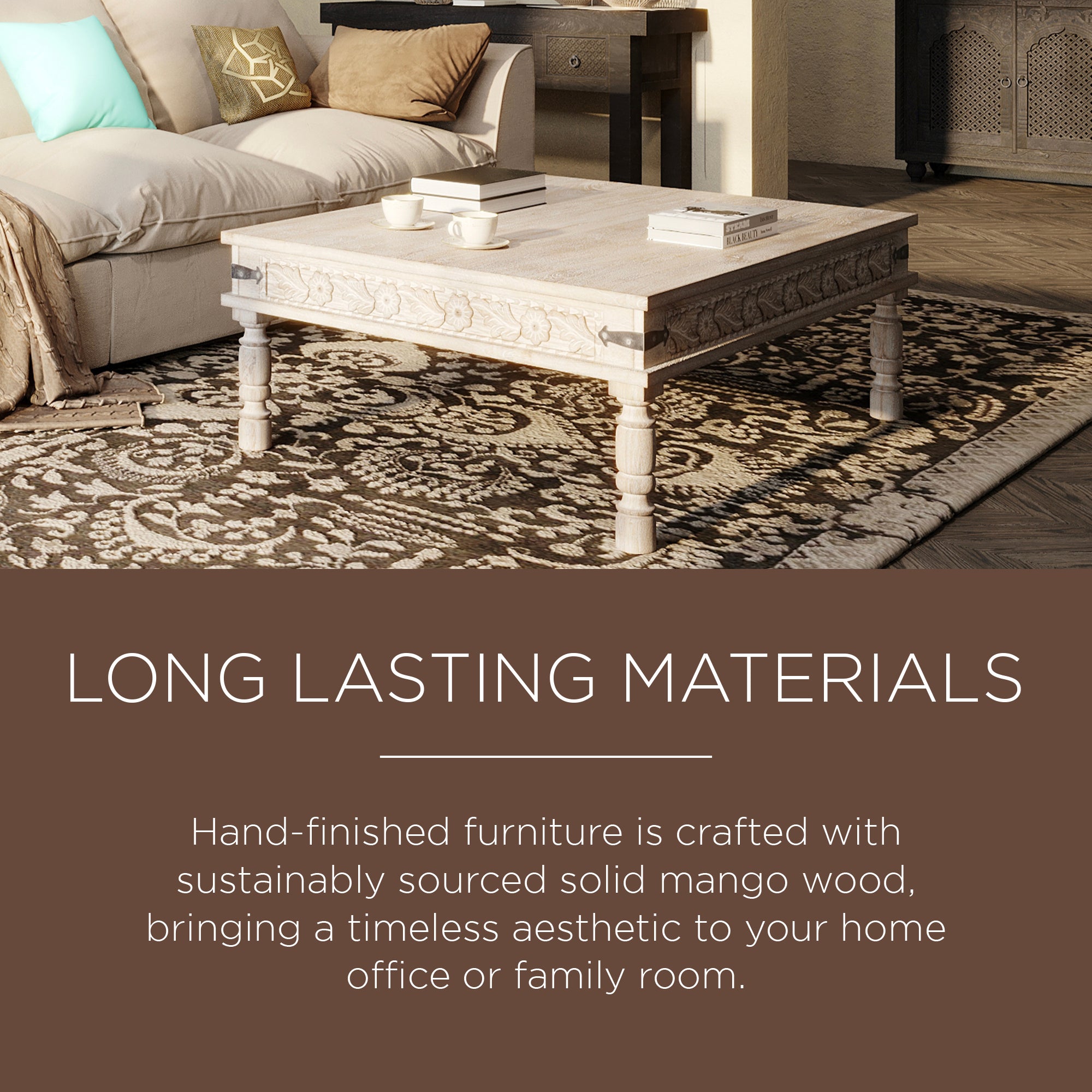 Maven Lane Emin Heritage Wooden Rectangular Coffee Table,Natural Finish(Damaged) - VMInnovations