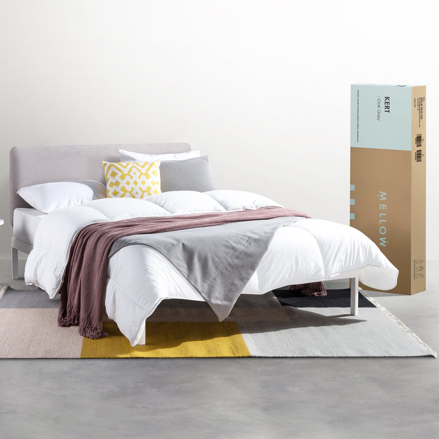 Mellow Metal & Wood Platform Bed Frame w/Upholstered Headboard, Full (Open Box)