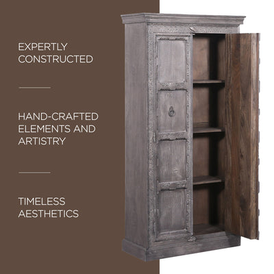 Mahala Nomad Wooden Cabinet in Grey Distressed Finish