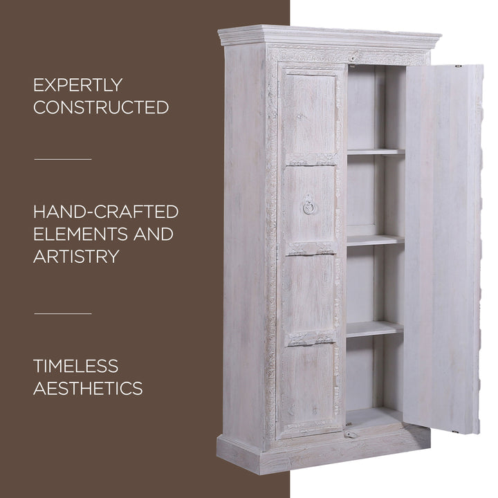 Maven Lane Mahala Handmade Heritage Wooden Cabinet in White Finish (Open Box)