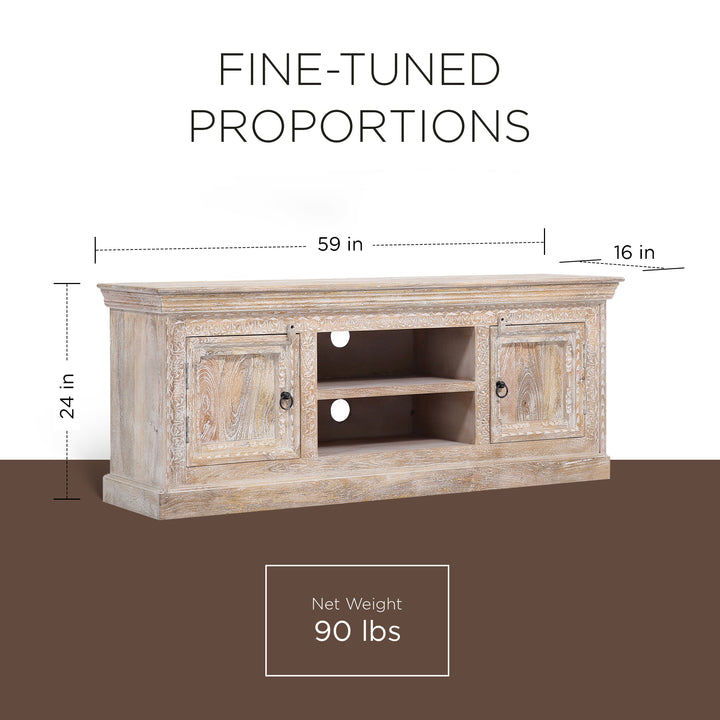 Maven Lane Handmade Heritage Wooden Media Unit, Distressed Natural Finish (Used) - VMInnovations