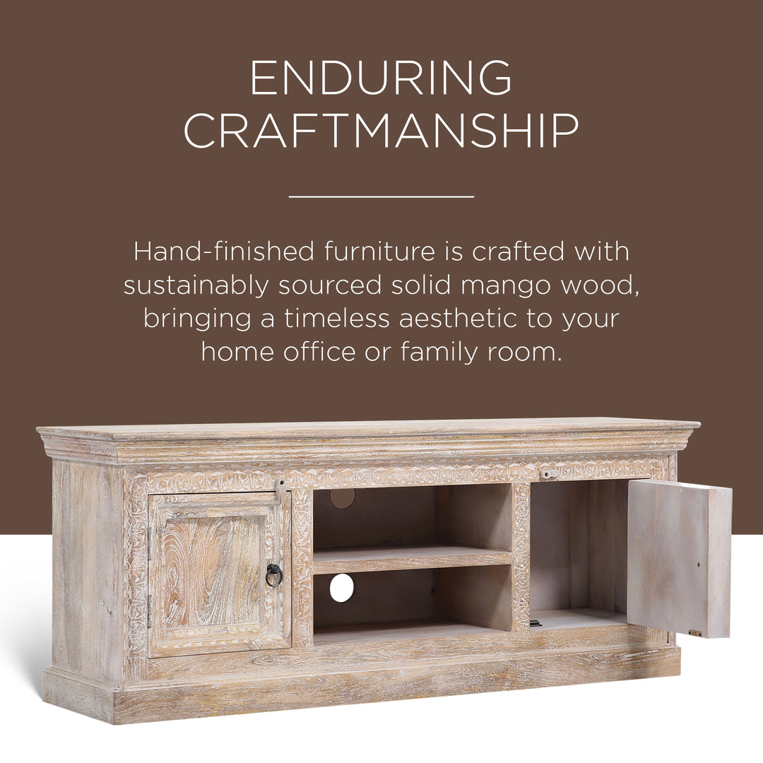 Maven Lane Handmade Heritage Wooden Media Unit, Distressed Natural Finish (Used) - VMInnovations