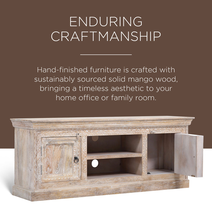 Maven Lane Handmade Heritage Wooden Media Unit, Distressed Natural Finish (Used) - VMInnovations