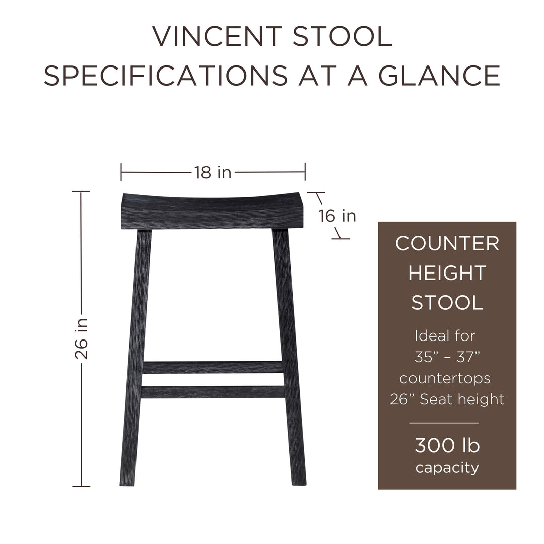 Maven Lane Vincent Wooden Rustic Aesthetic Kitchen Counter Stool, Set of 3 - VMInnovations