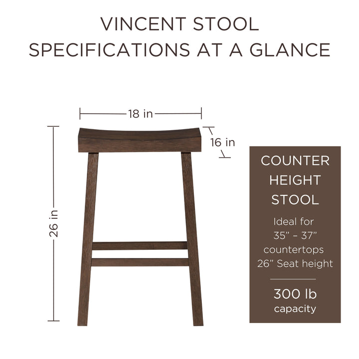 Maven Lane Vincent Wooden Rustic Aesthetic Kitchen Counter Stool, Set of 4 - VMInnovations