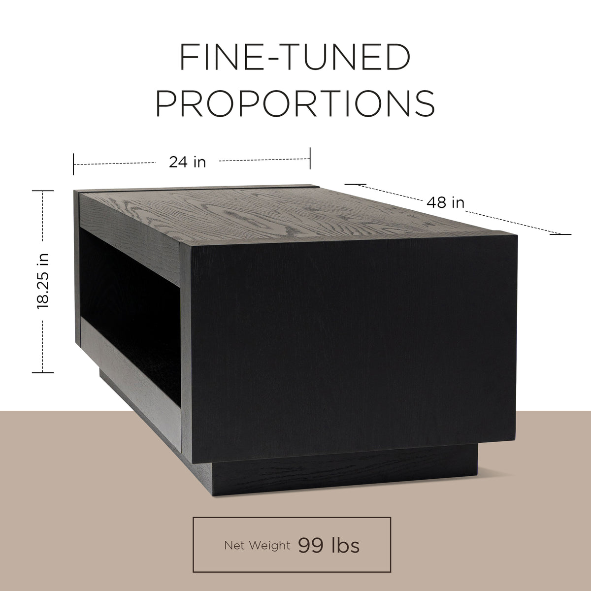 Maven Lane Contemporary Wooden Coffee Table in Refined Black Finish(Open Box)