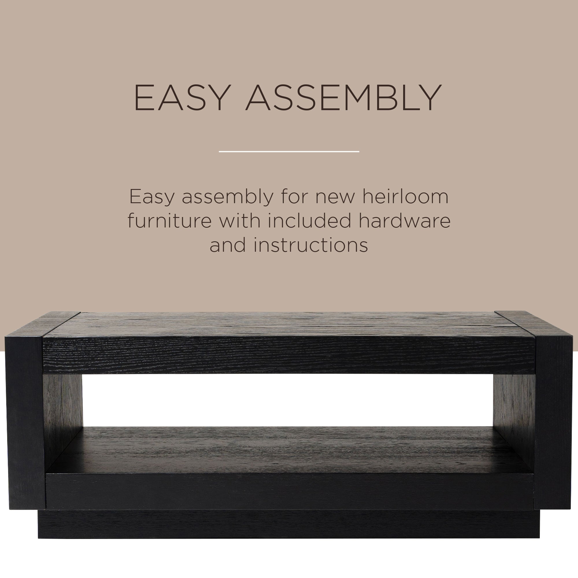 Maven Lane Contemporary Wooden Coffee Table in Refined Black Finish(Open Box)