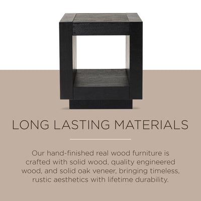 Maven Lane Artemis Contemporary Wooden Side Table in Refined Black Finish