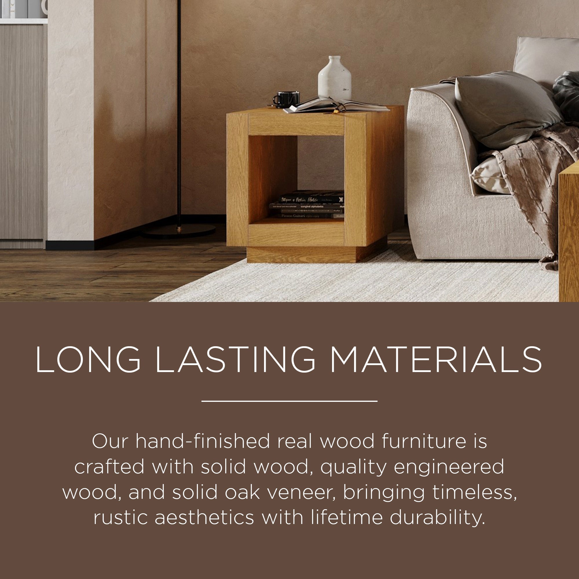 Maven Lane Contemporary Wooden Side Table in Refined Natural Finish (Open Box) - VMInnovations