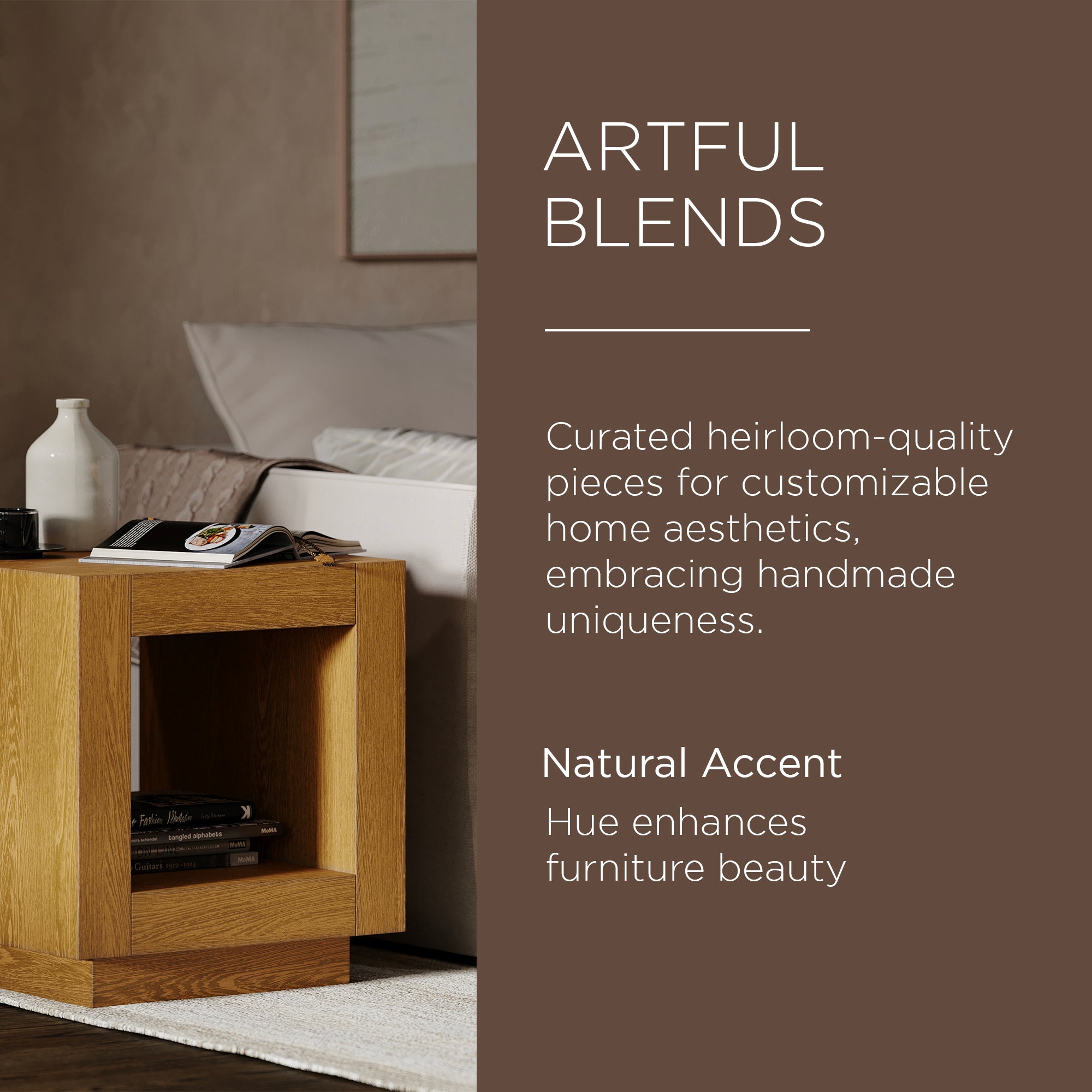 Maven Lane Contemporary Wooden Side Table in Refined Natural Finish (Used) - VMInnovations