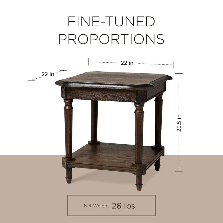 Maven Lane Traditional Wooden Side Table in Antiqued Brown Finish (For Parts) - VMInnovations