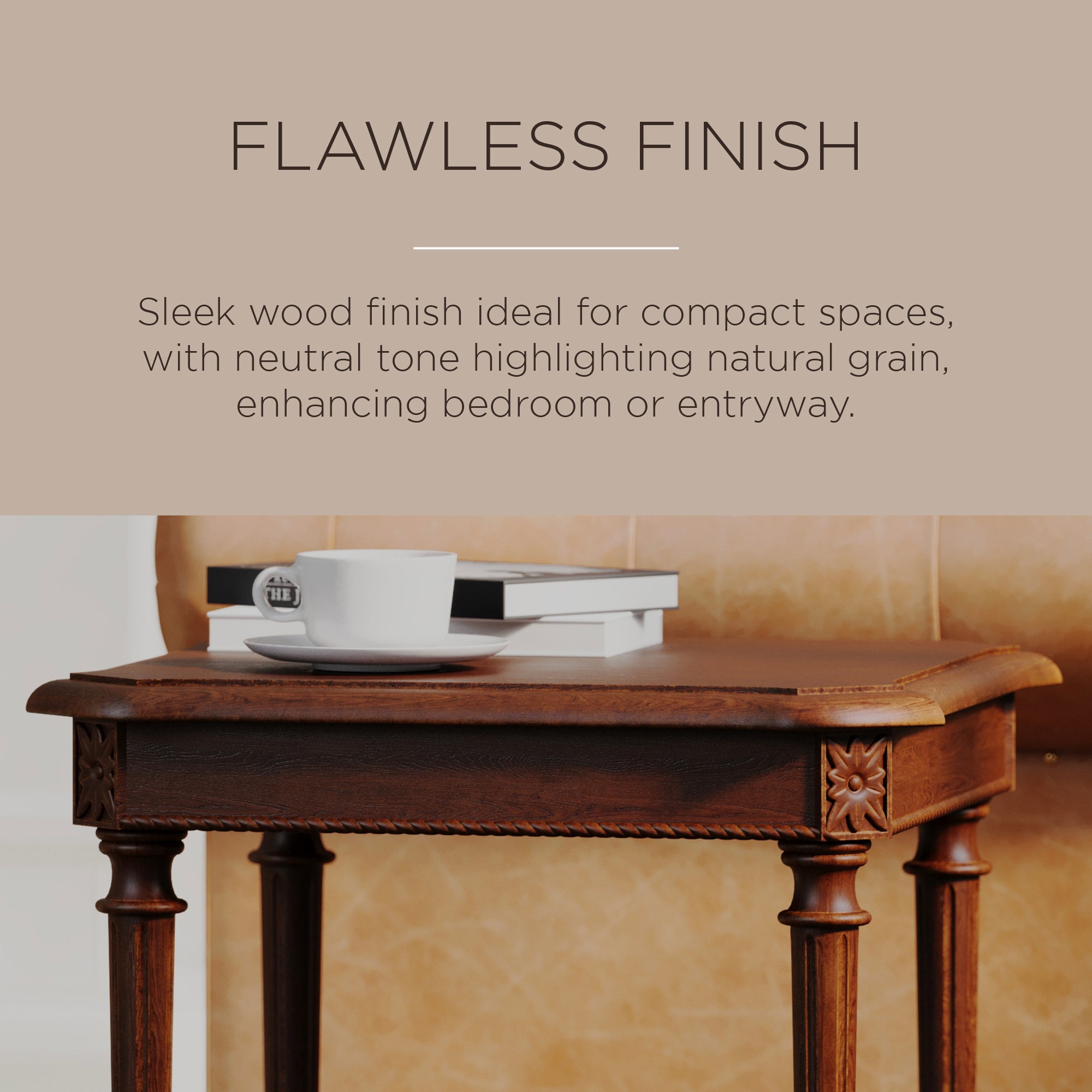 Maven Lane Pullman Traditional Wooden Side Table in Antiqued Brown Finish (Used) - VMInnovations