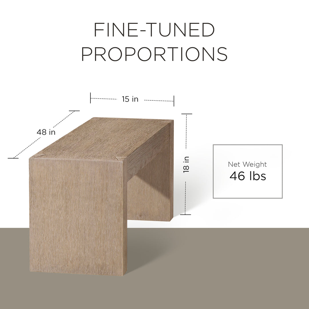 Maven Lane Zeno Contemporary Wooden Bench in Weathered Grey Finish (For Parts) - VMInnovations