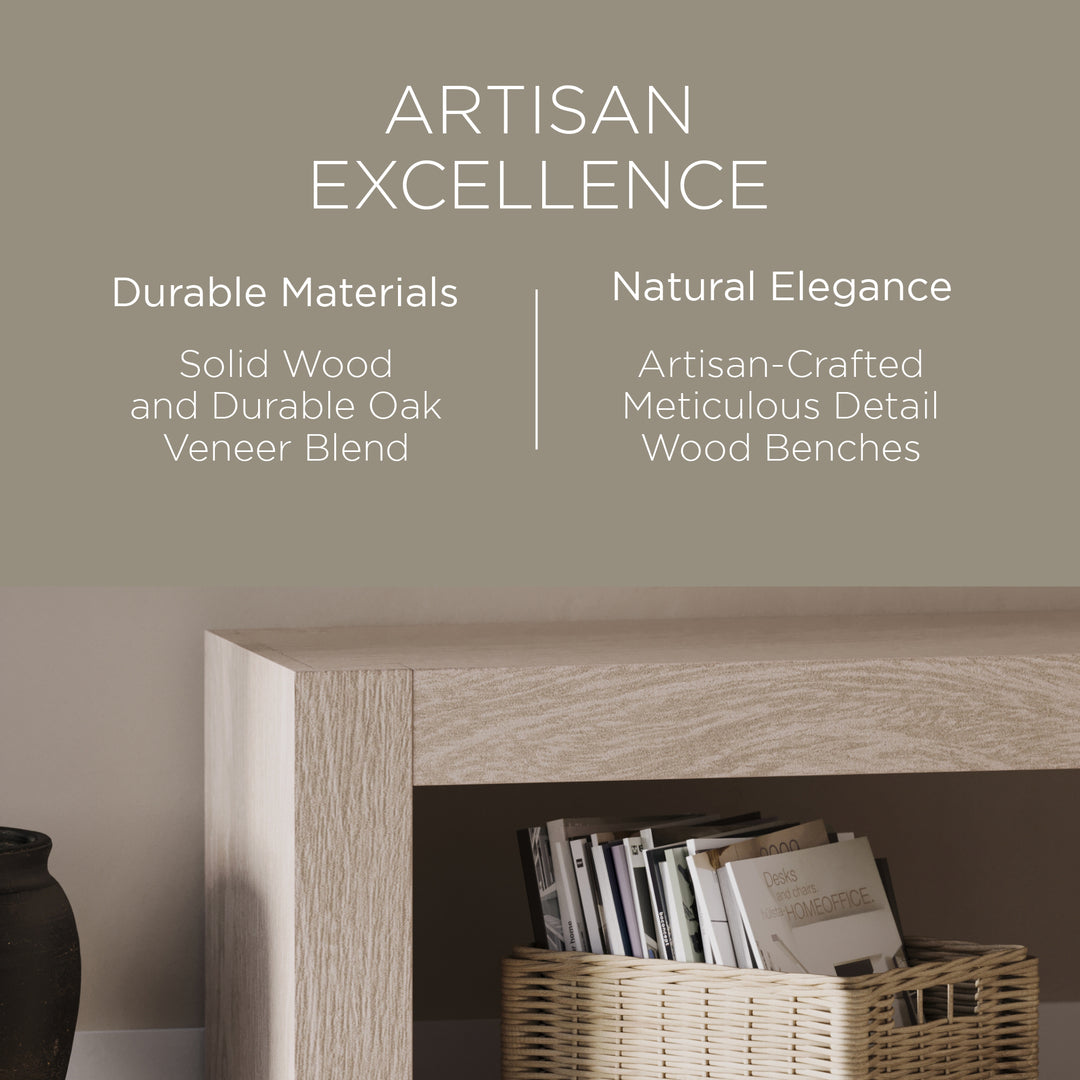 Maven Lane Zeno Contemporary Wooden Bench in Weathered Grey Finish - VMInnovations