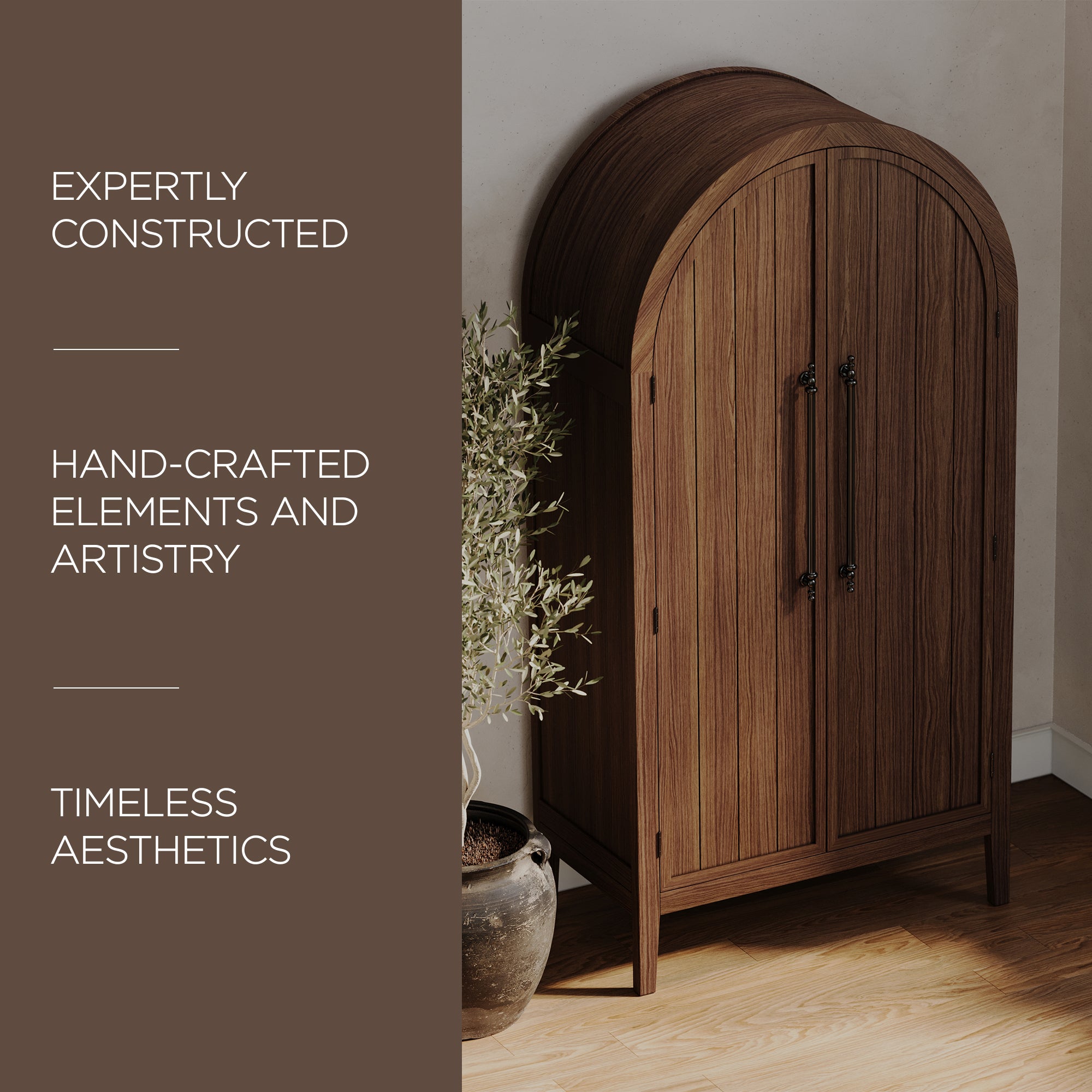 Maven Lane Selene Classical Wooden Cabinet in Antiqued Brown Finish (For Parts) - VMInnovations