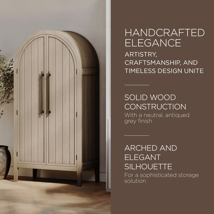 Maven Lane Selene Classical Wooden Cabinet in Antiqued Grey Finish (For Parts) - VMInnovations