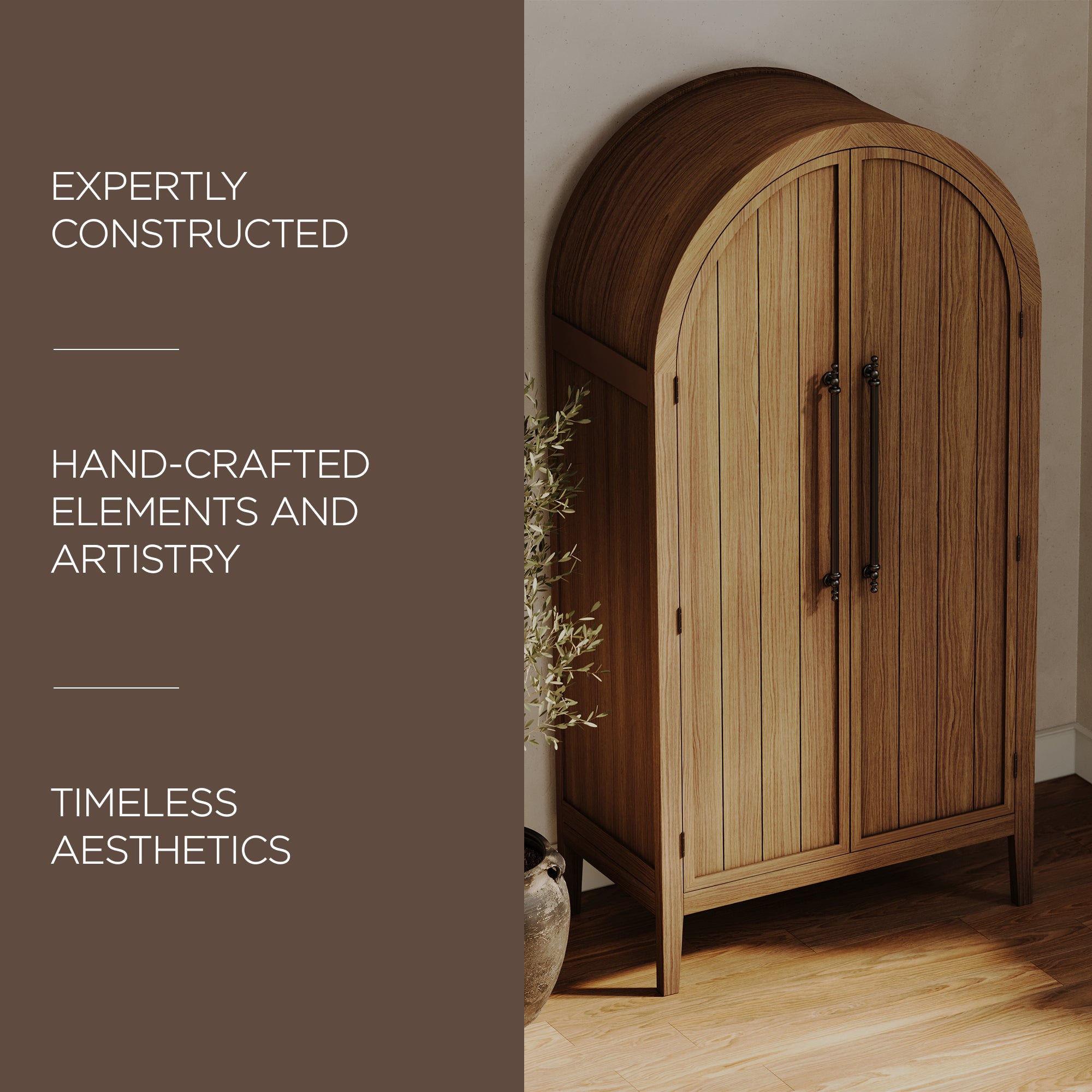Maven Lane Selene Classical Wooden Cabinet in Antiqued Natural Finish (Open Box) - VMInnovations