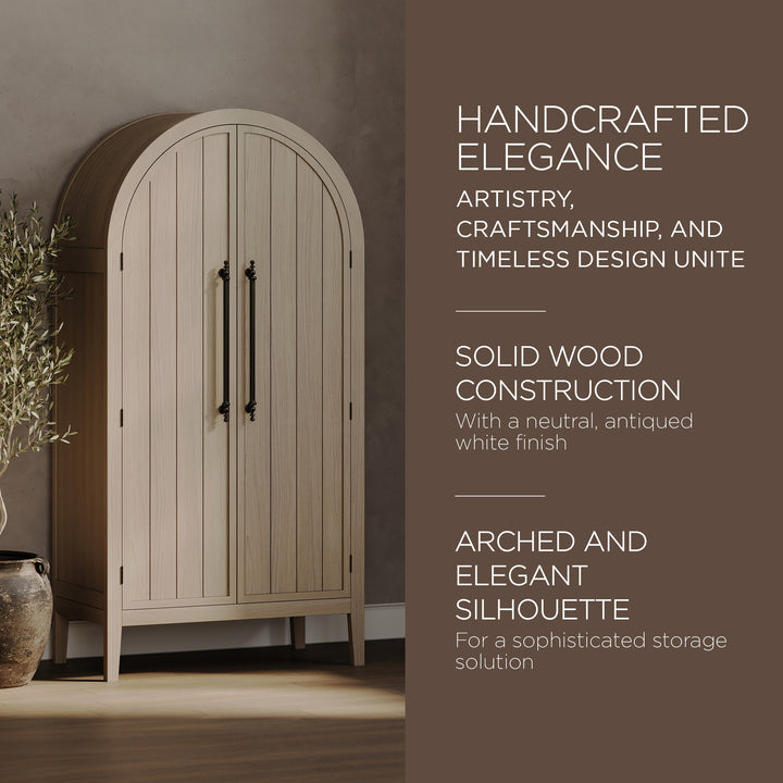 Maven Lane Selene Classical Wooden Cabinet in Antiqued White Finish (For Parts) - VMInnovations