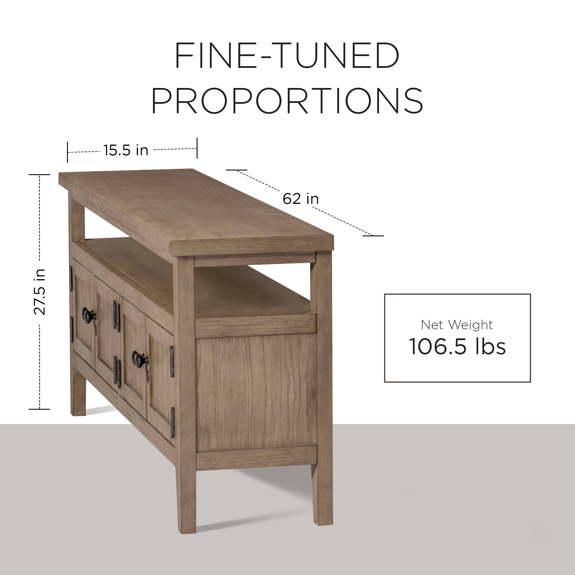 Maven Lane Turner Wooden Media Unit in Antiqued Grey Finish (Open Box) - VMInnovations