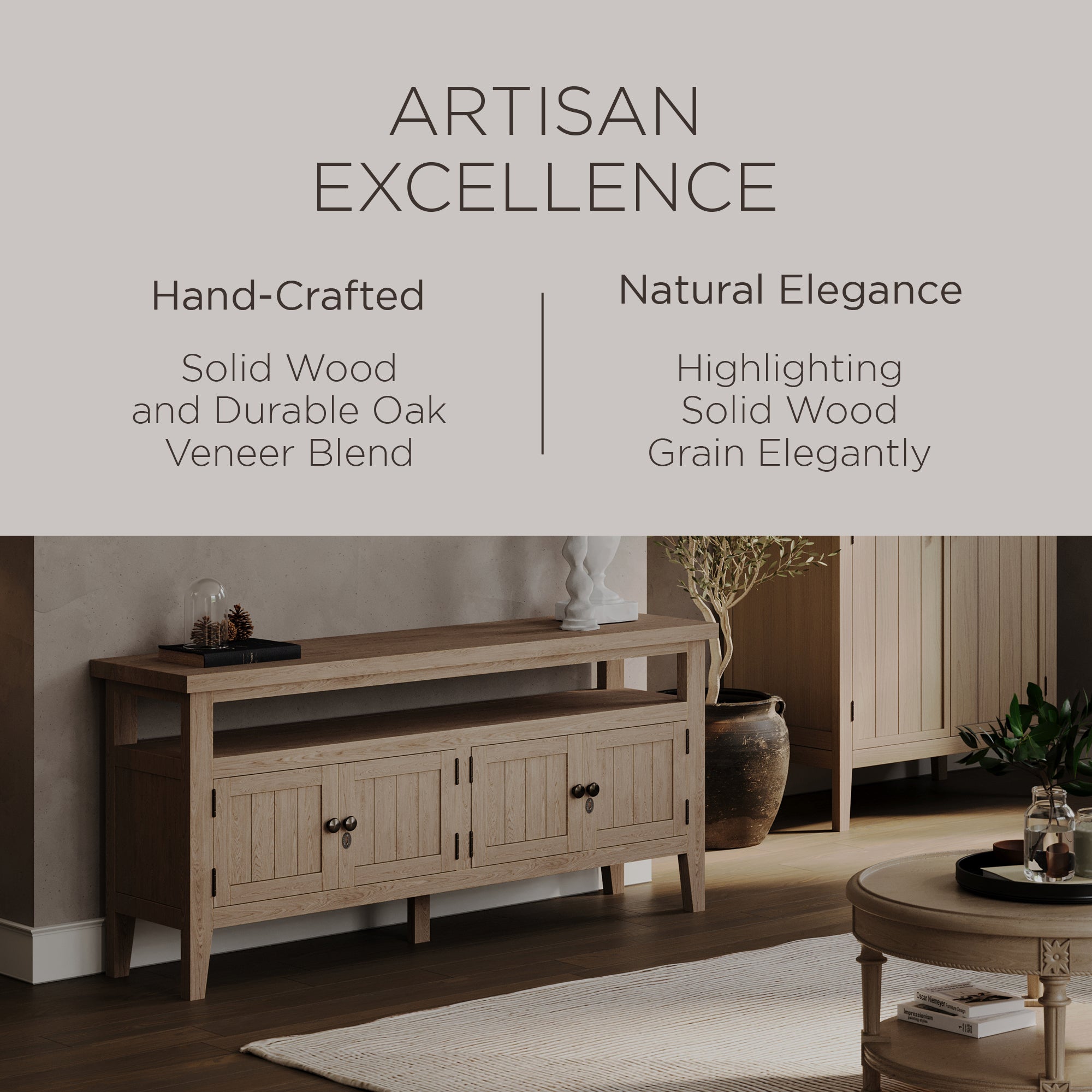 Maven Lane Turner Wooden Media Unit in Antiqued White Finish (Open Box) - VMInnovations