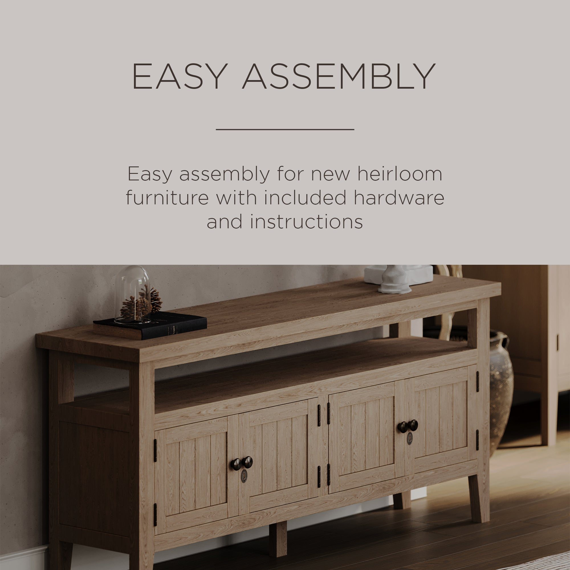 Maven Lane Turner Wooden Media Unit in Antiqued White Finish (Open Box) - VMInnovations