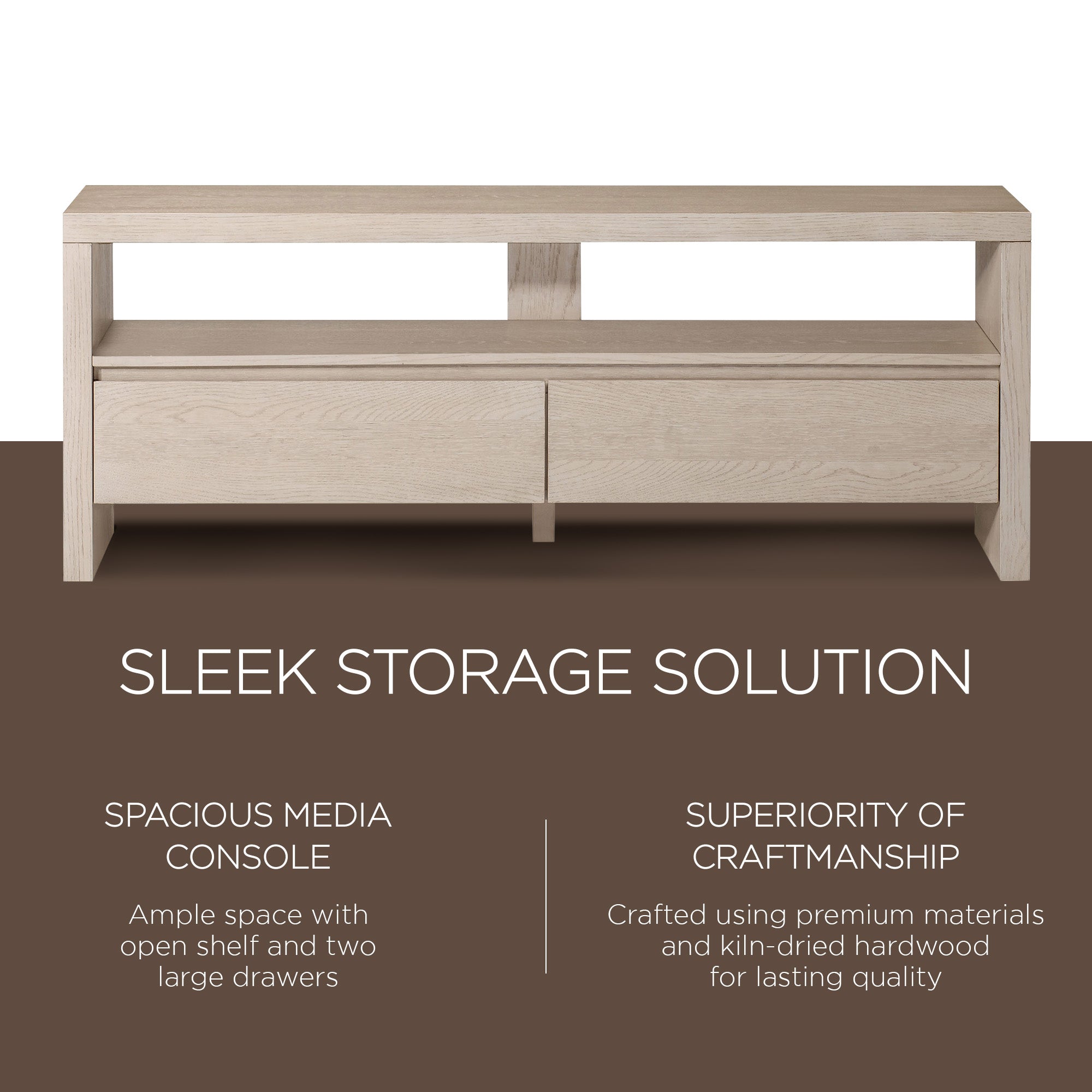 Maven Lane Ada Contemporary Wooden Media Unit in Refined White Finish (Open Box) - VMInnovations