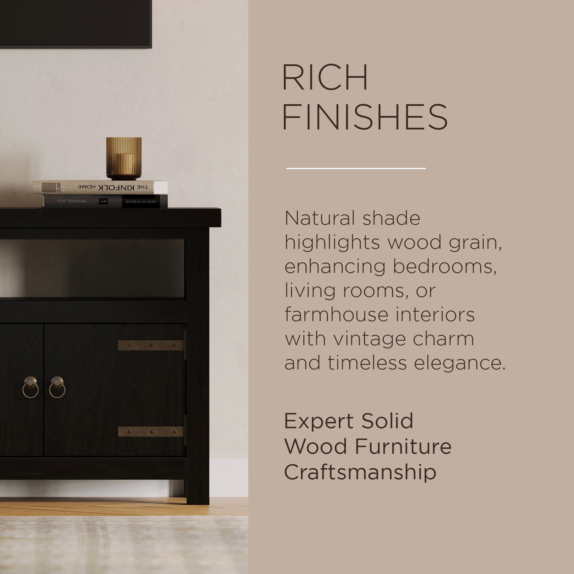 Maven Lane Luca Rustic Wooden Media Unit in Weathered Black Finish - VMInnovations