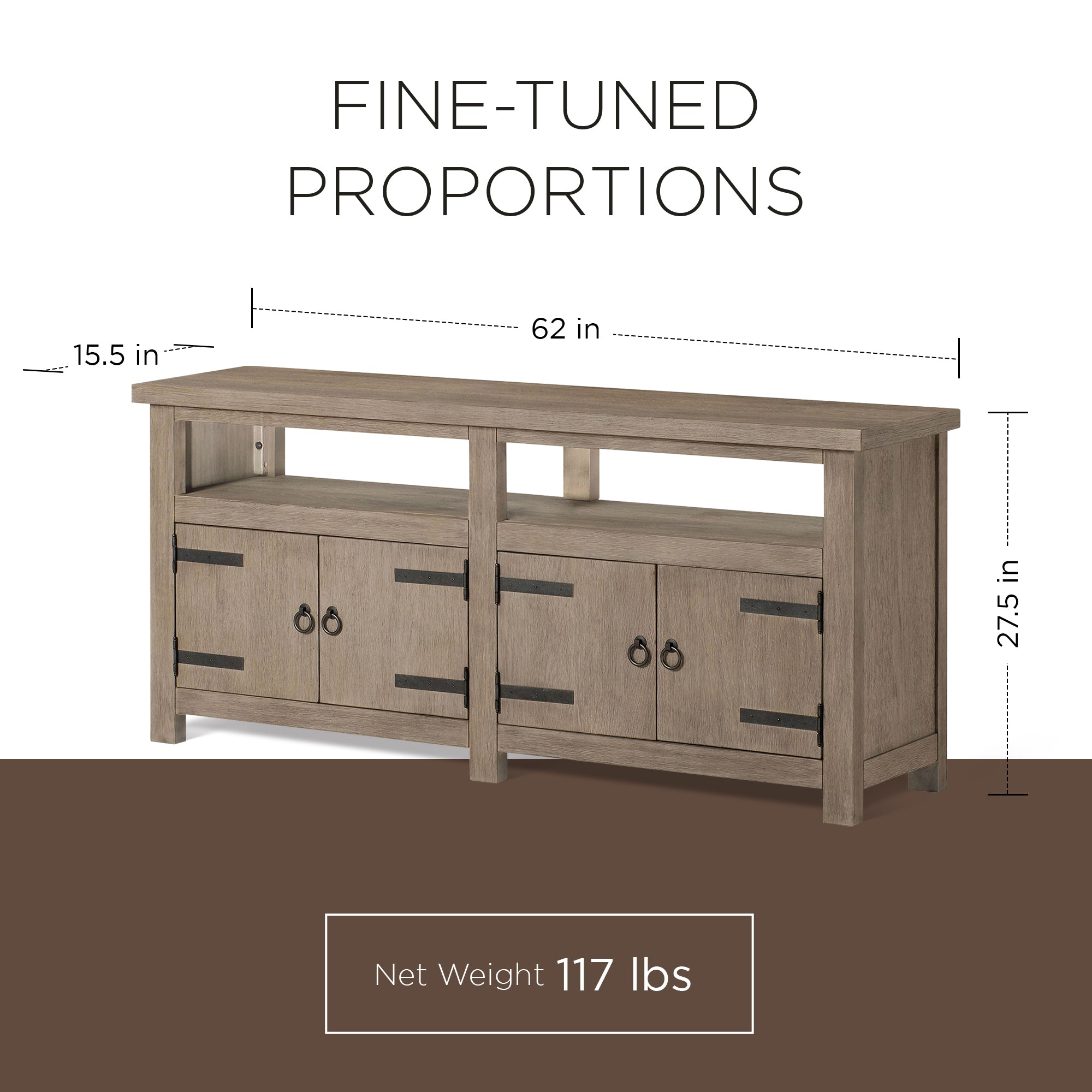Maven Lane Luca Rustic Wooden Media Unit in Weathered Grey Finish (For Parts) - VMInnovations