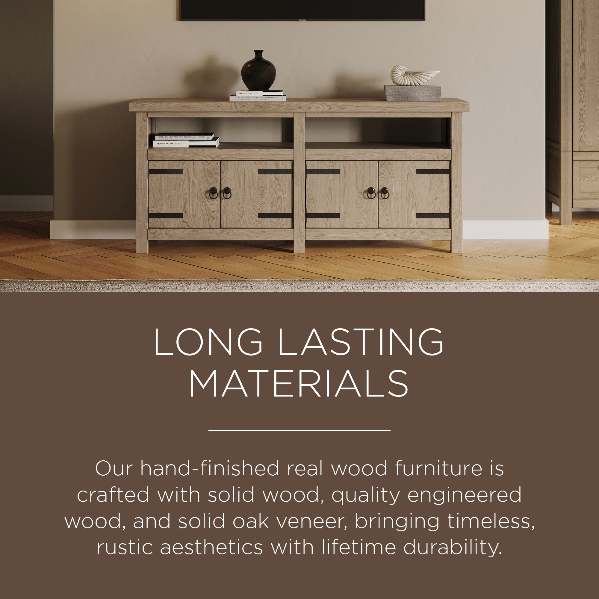 Maven Lane Luca Rustic Wooden Media Unit in Weathered Grey Finish (For Parts) - VMInnovations
