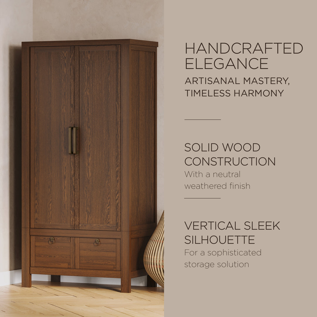 Maven Lane Vaughn Rustic Wooden Cabinet in Weathered Brown Finish  (For Parts) - VMInnovations