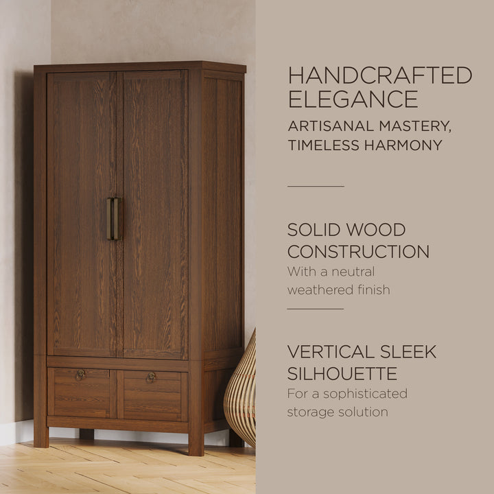 Maven Lane Vaughn Rustic Wooden Cabinet in Weathered Brown Finish  (For Parts) - VMInnovations