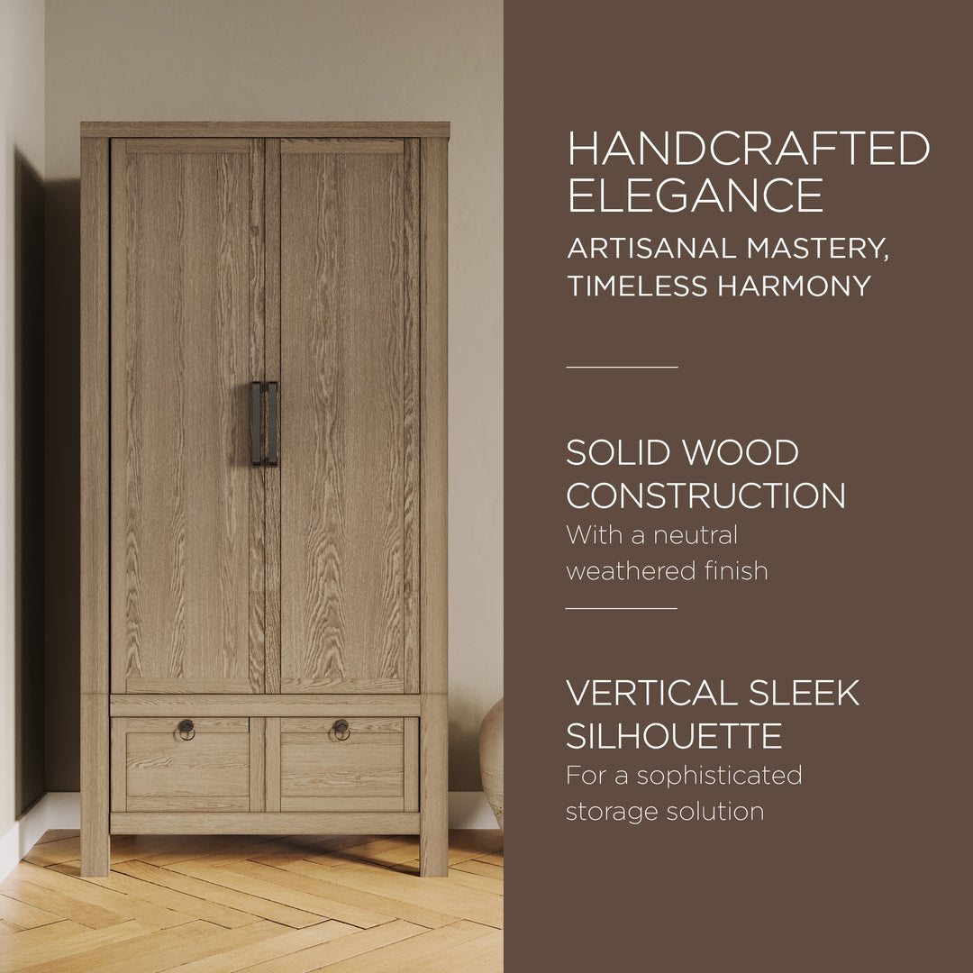 Maven Lane Vaughn Rustic Wooden Cabinet in Weathered Grey Finish - VMInnovations