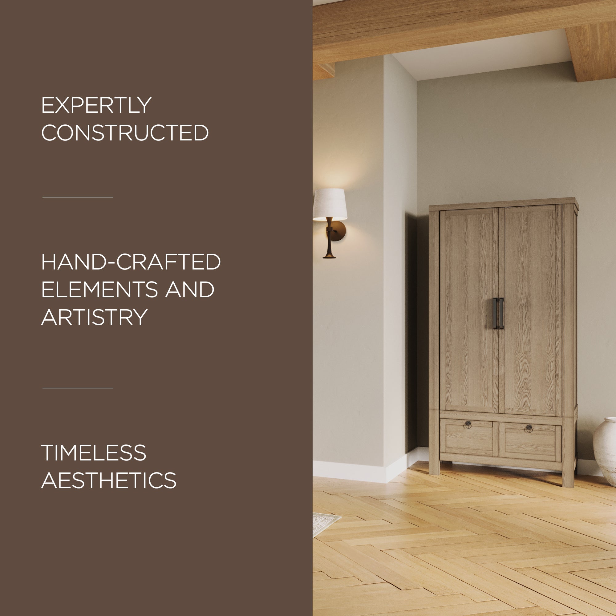 Maven Lane Vaughn Rustic Wooden Cabinet in Weathered Grey Finish - VMInnovations