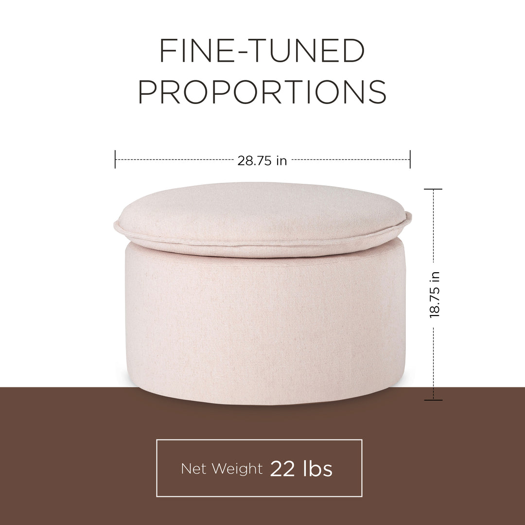 Maven Lane Lyra Contemporary Ottoman in Cream Fabric Upholstery - VMInnovations