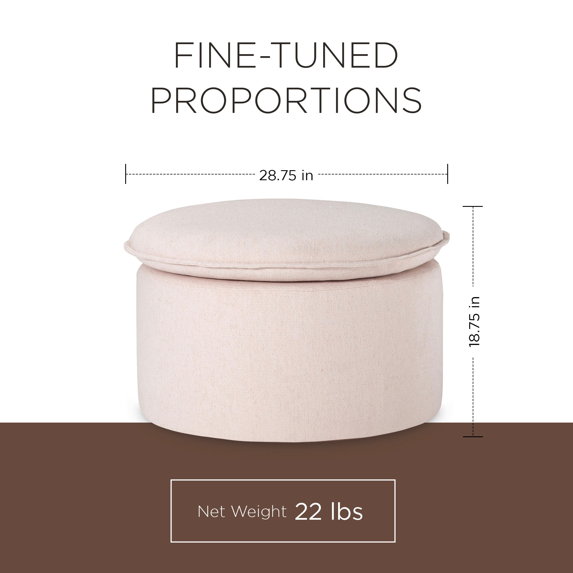 Maven Lane Lyra Contemporary Ottoman in Cream Fabric Upholstery (Used) - VMInnovations