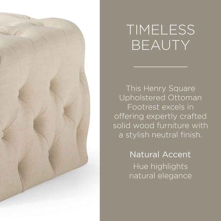Maven Lane Henry Traditional Ottoman in Taupe Fabric Upholstery - VMInnovations