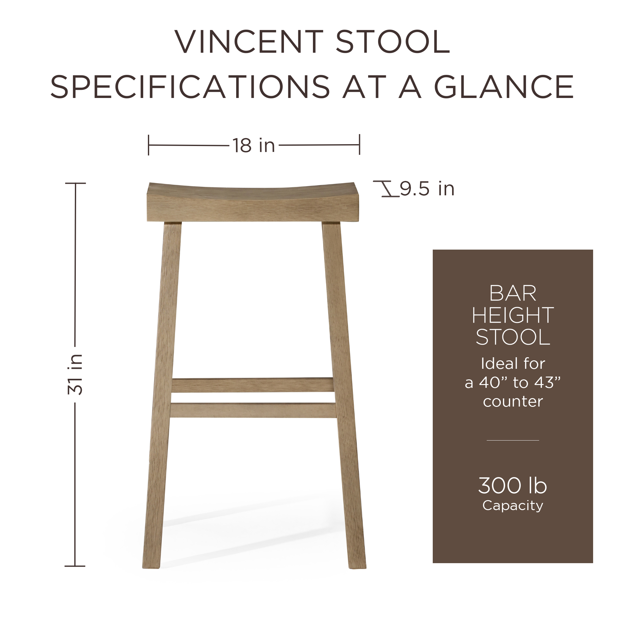 Maven Lane Wooden Rustic Aesthetic Kitchen Bar Stool, Antiqued Grey Finish(Used) - VMInnovations