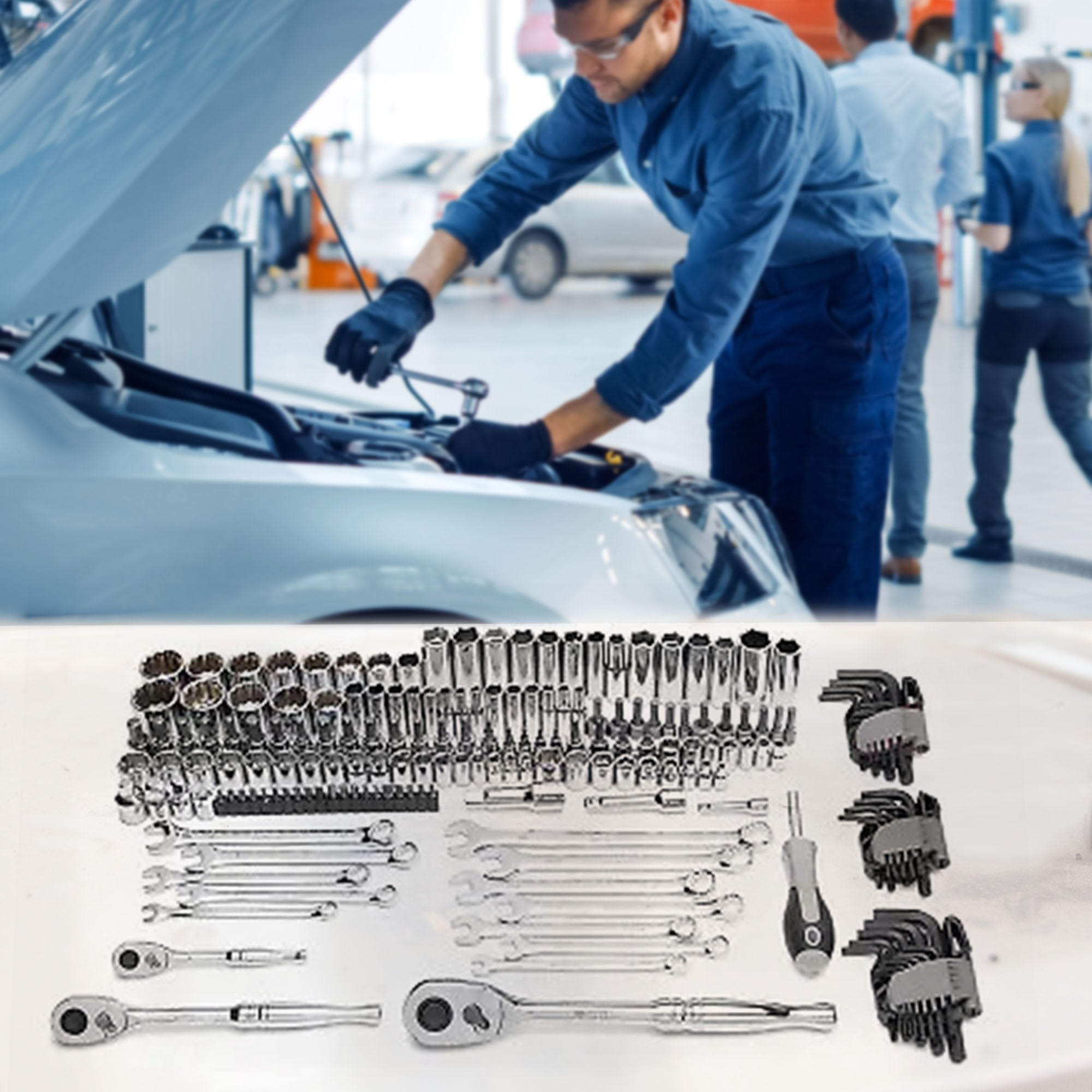 Master Mechanic 180 Piece Mechanics SAE and Metric Assorted Socket Tool Kit - VMInnovations