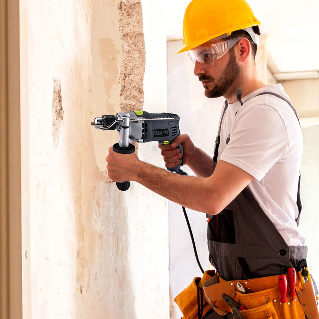 Master Mechanic 7.5 Amp 0.5 Inch Hammer Drill w/ Soft Grip Handle & Metal Gauge - VMInnovations