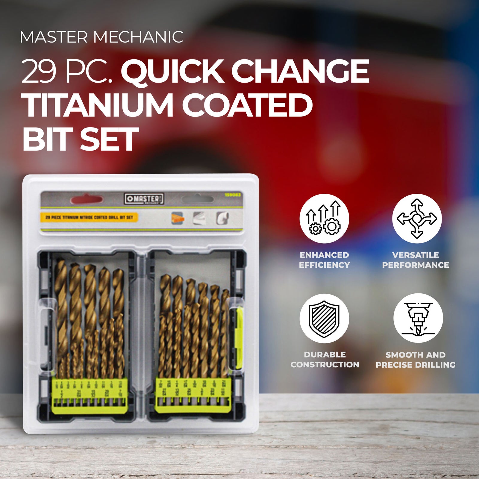 Master Mechanic 29 Piece Quick Change Titanium Coated Bit Set for Home Tools - VMInnovations