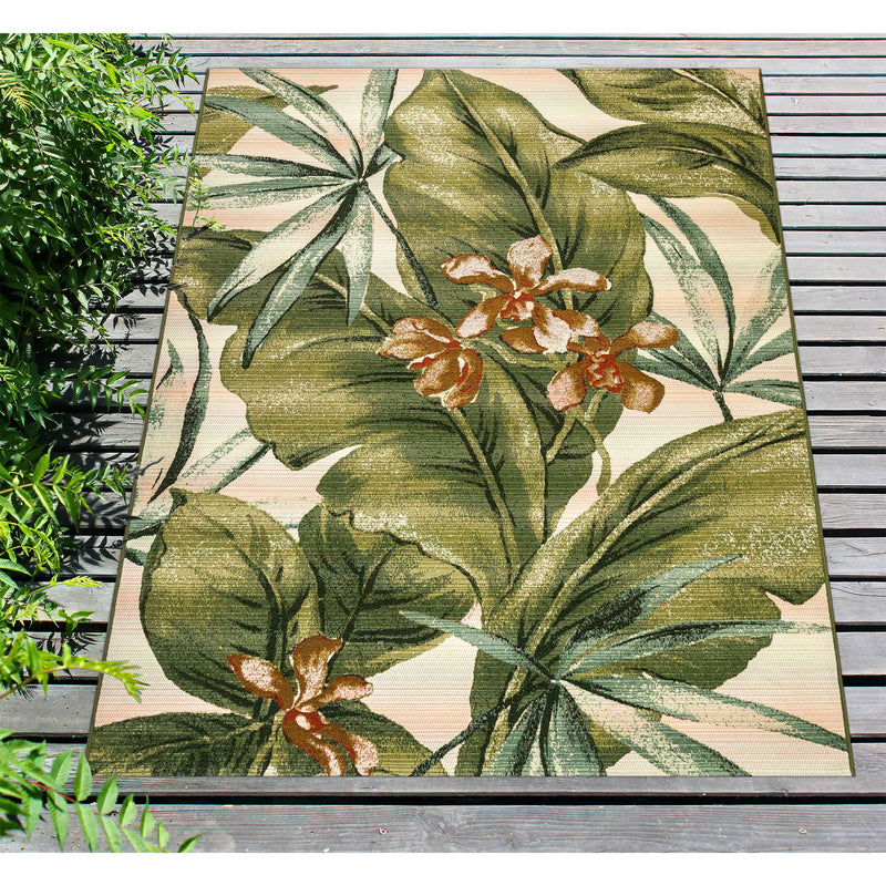 Liora Manne Marina Floral Indoor Outdoor Area Rug, Tropical Leaf, 3&