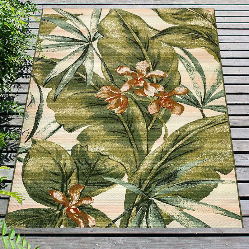 Liora Manne Marina Floral Indoor Outdoor Area Rug, Tropical Leaf, 4&