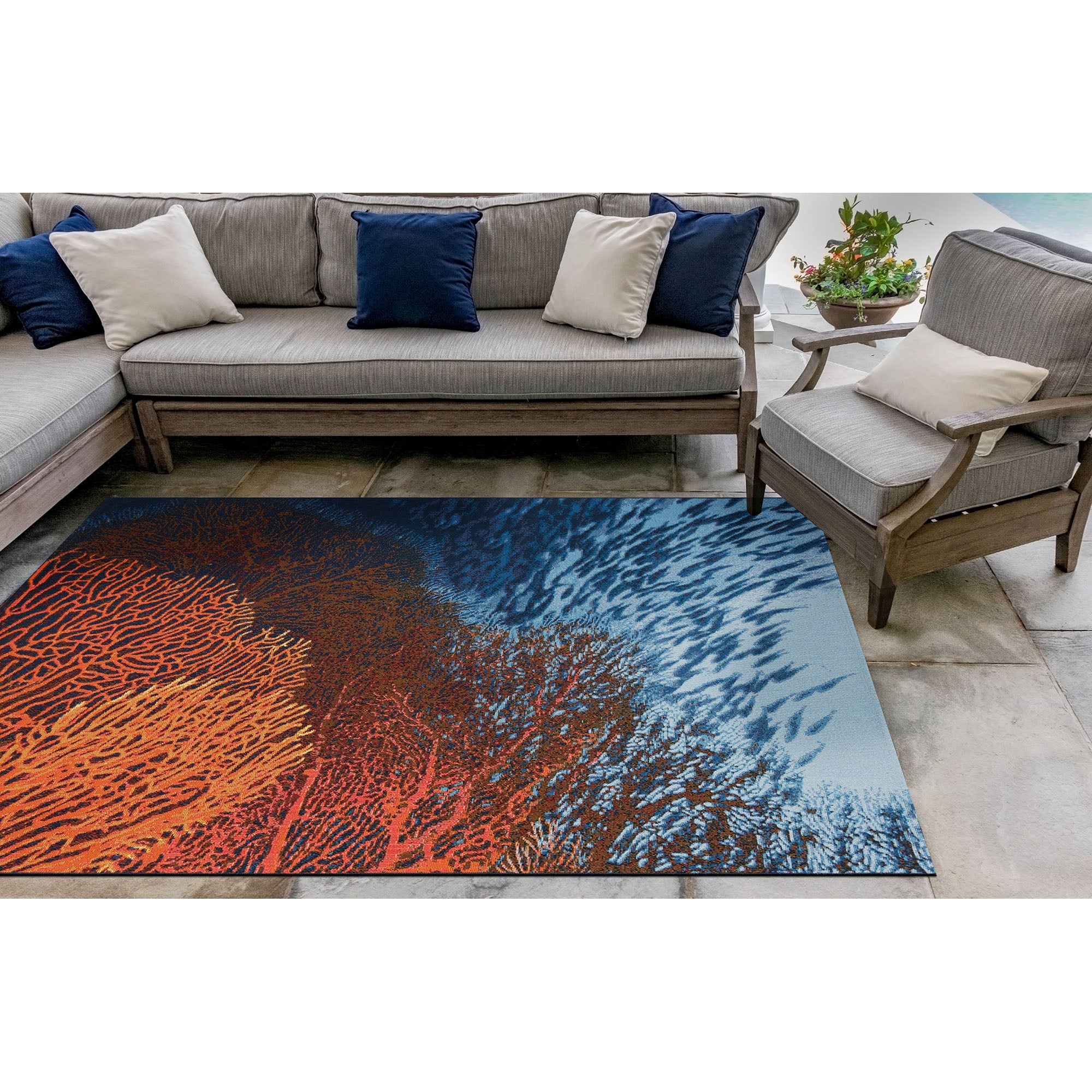 Liora Manne Marina Tropical Rain Indoor Outdoor Accent Area Rug, 4' 10" x 7' 6"