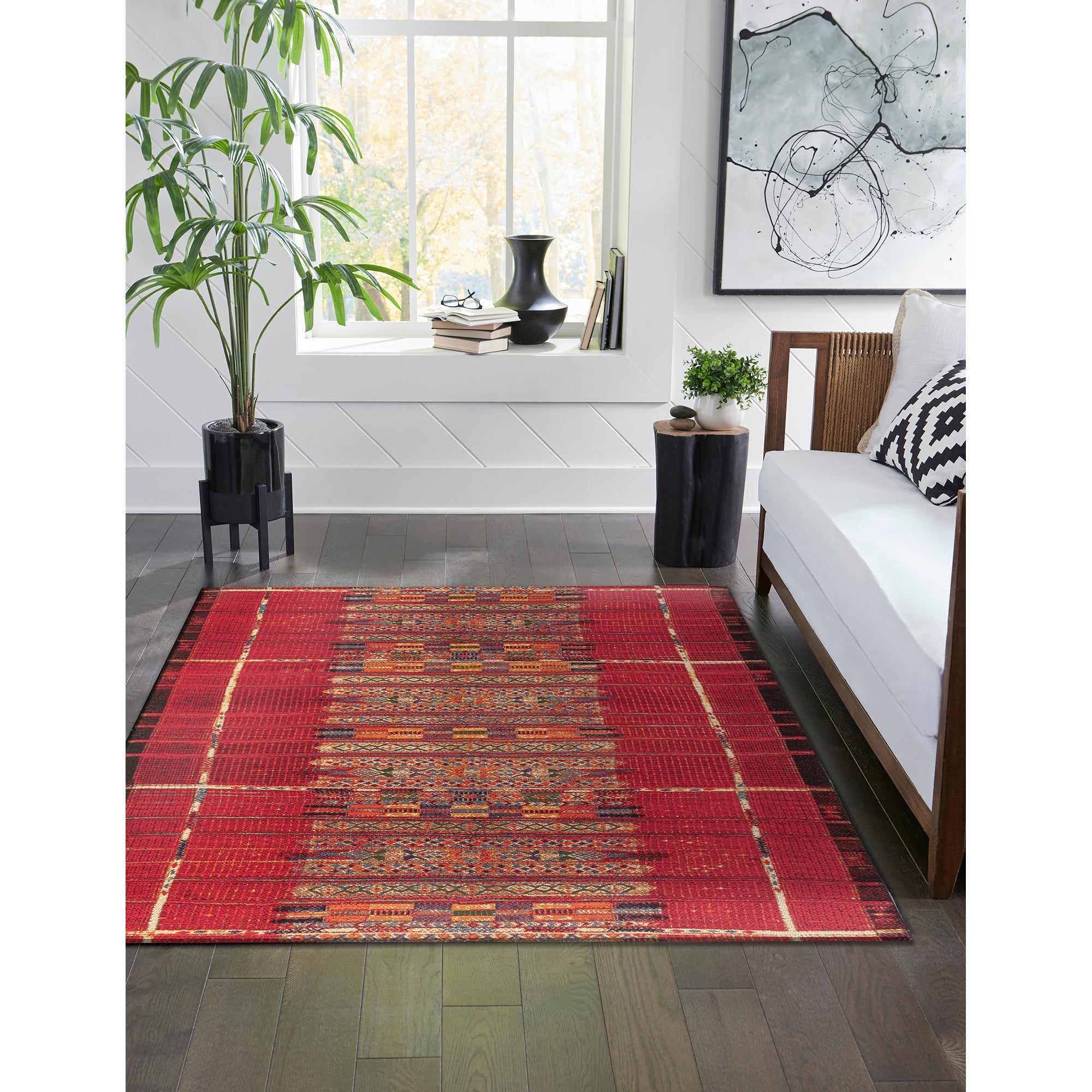 Liora Manne Marina Indoor Outdoor Rug, Tribal Stripe, 3' 3" x 4' 11" (Open Box) - VMInnovations