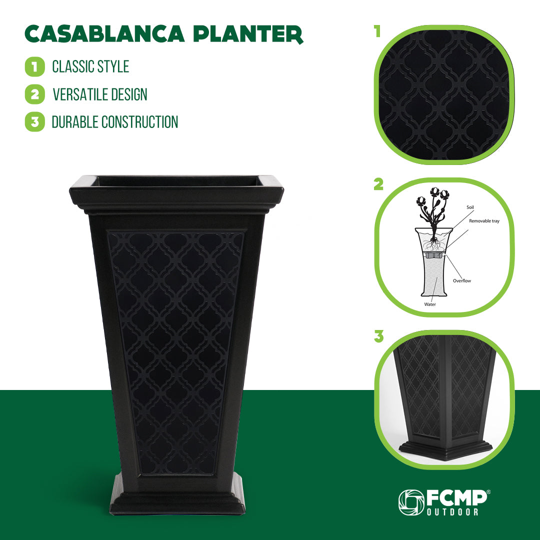 FCMP Outdoor 24" Casablanca Self Watering Freestanding Pedestal Home Planter Set (Refurbished)