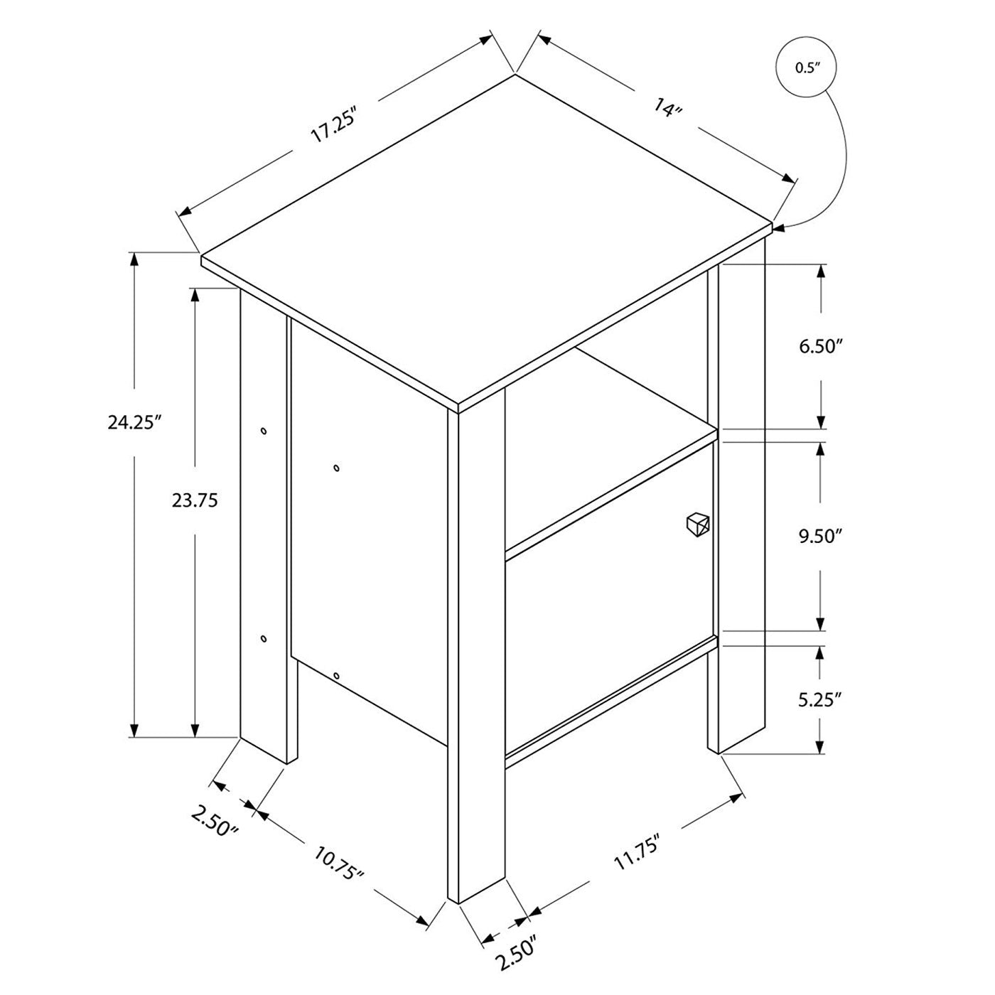 Monarch Specialties Contemporary Accent Rectangular Side End Table (For Parts)